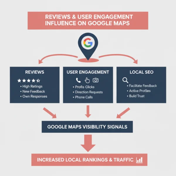 Reviews and User Engagement Influence Google Maps Visibility